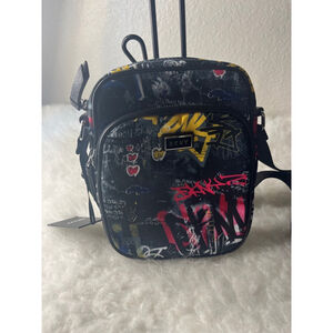 NWT DKNY Gigi Flight Bag Crossbody Purse Black Graffiti Bag